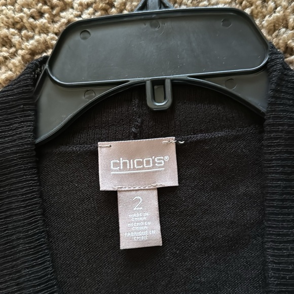 CHICO’S BLACK 3/4 SLEEVED LIGHTWEIGHT OPEN SWEATER ~ SIZE LARGE - Picture 7 of 12